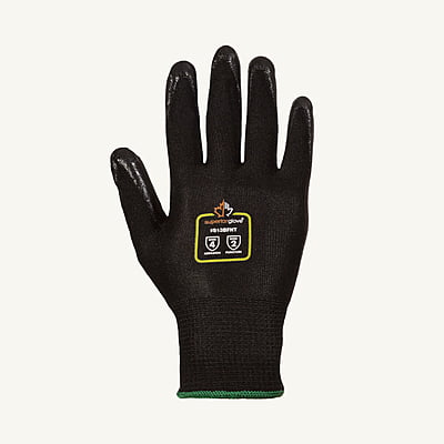 S13BFNT- Dexterity® gants de travanylon noir 13ga sans couture, paume enduite de nitrile mousse noir